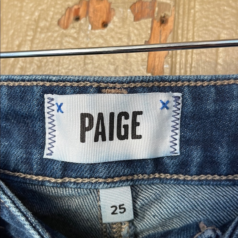 PAIGE Anessa Dark Blue Wide Leg Flare Jeans - Picture 5 of 12